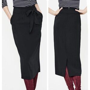 Boden Women Melina PaperBag Blue Midi Skirt Size 8 Lined Zip *Missing Belt*